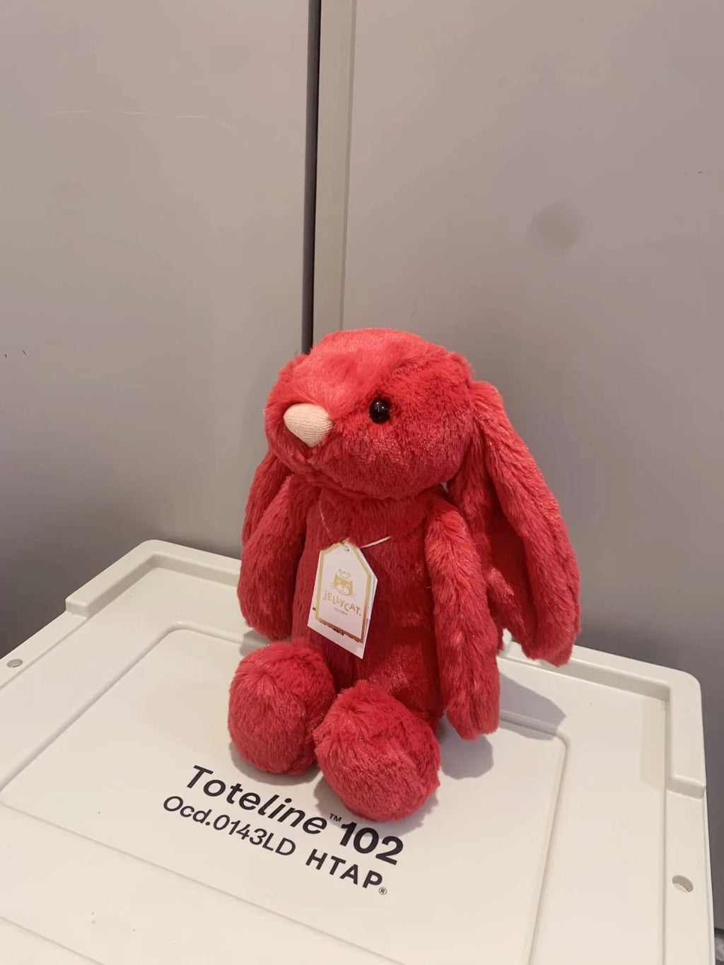 JELLYCA Fluff Plush Fun Red Bunny Rabbit Appease Doll Gift Kids Toy 12in NEW