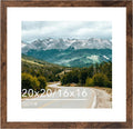Wood 20x20 Picture Frame with 16x16 Mat Deep Brown, Display 16x16 with Mat or 20x20  Wall Hanging Display, Deep Brown