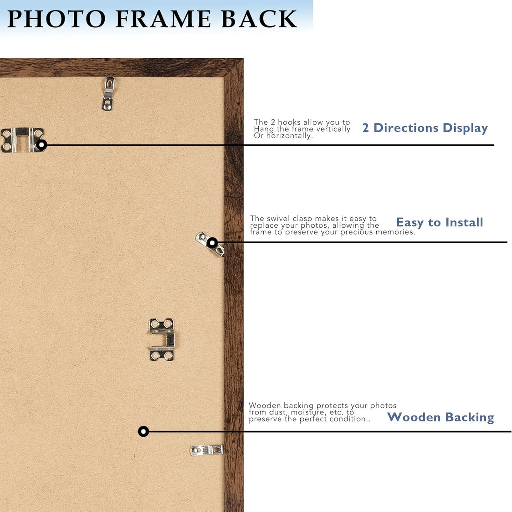 Wood 20x20 Picture Frame with 16x16 Mat Deep Brown, Display 16x16 with Mat or 20x20  Wall Hanging Display, Deep Brown