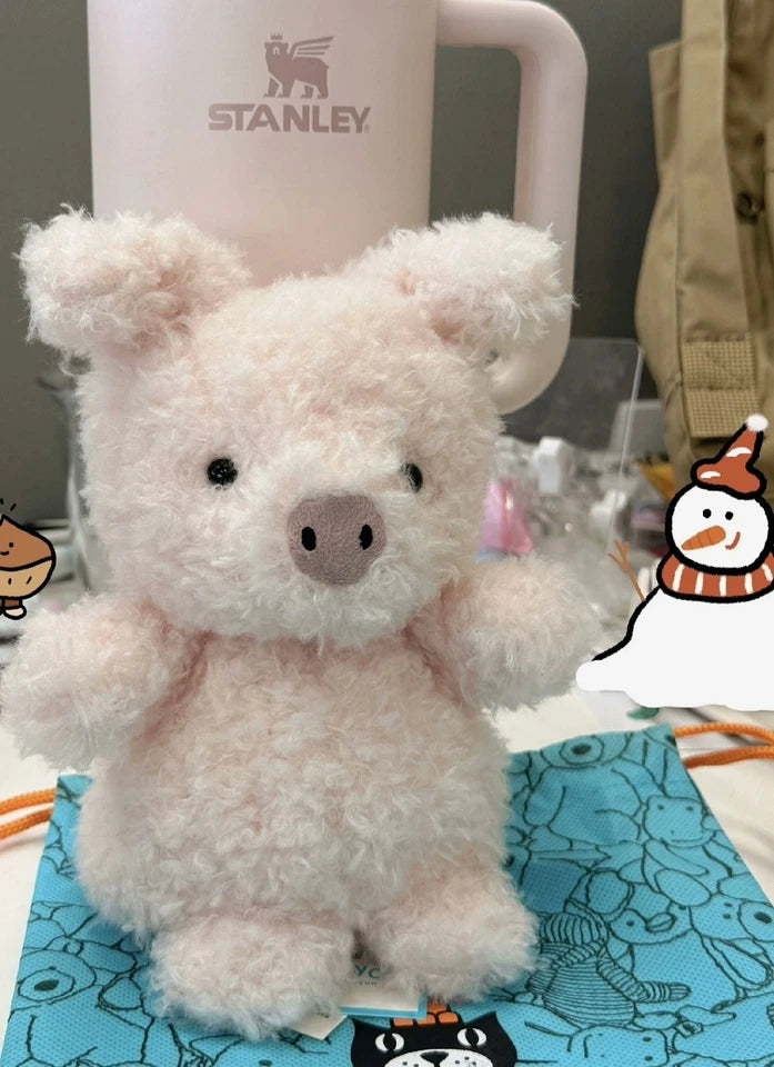 JELLYCA Fluff Soft Plush Curly-Haired Pig Appease Doll Gift Kids Toy 6.2in NEW