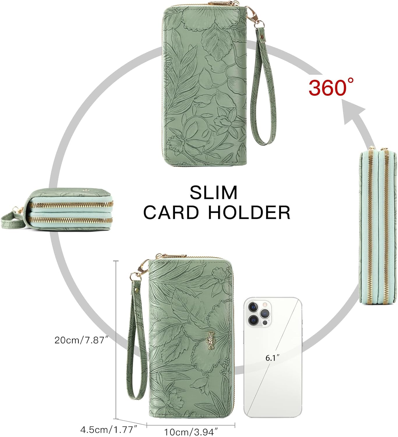 RNIEG Wallets for Women RFI Blocking Leather Women's Wallet Large Capacity Double Zip Wristlet Clutch | Credit Card Holder Ladies Phone Purse