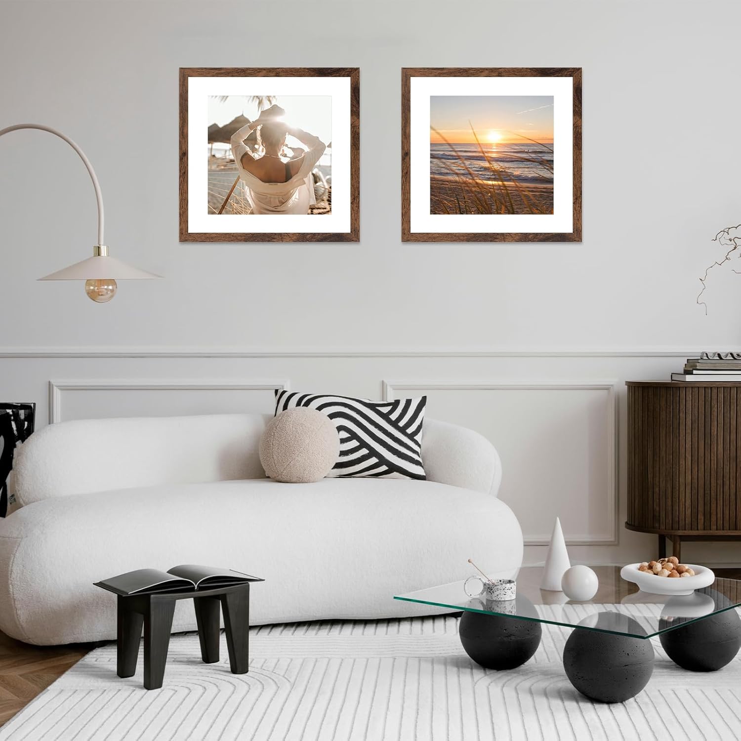 Wood 20x20 Picture Frame with 16x16 Mat Deep Brown, Display 16x16 with Mat or 20x20  Wall Hanging Display, Deep Brown